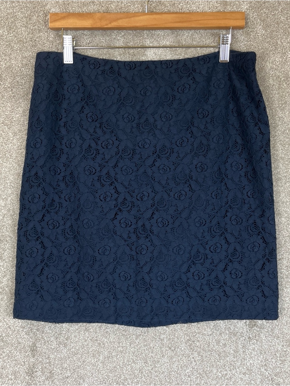Cynthia Rowley Skirt Womens 8 Blue Floral Lace Back Zip Lined Cotton Blend-4777